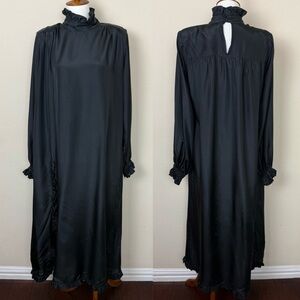 AVAVAV High Neck Black Maxi Dress Goth Witchy‎